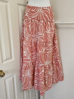 A new day Pink and White Printed Summer Skirt, Sz XS
